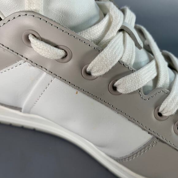 PRADA Size 11 White Grey Color Block Perforated Leather Logo Low Top Sneakers - Picture 11 of 11
